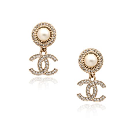 chanel earrings drop gold|white gold chanel cc earrings.